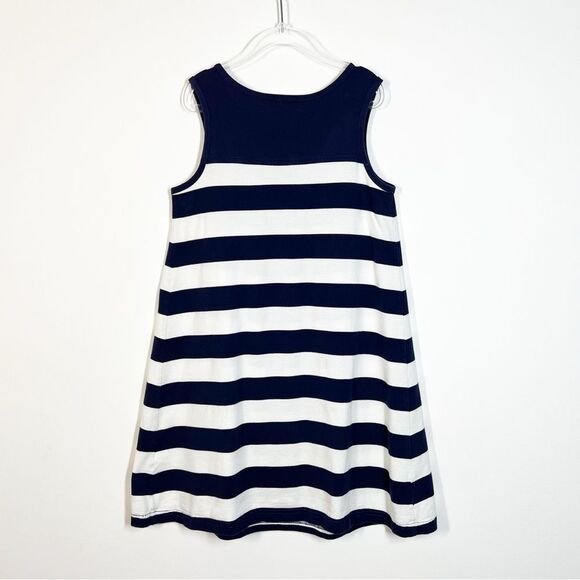 Hanna Andersson Girl's Size 6-7 Years Old Sleeveless Blue Striped Pockets Dress - Picture 2 of 8